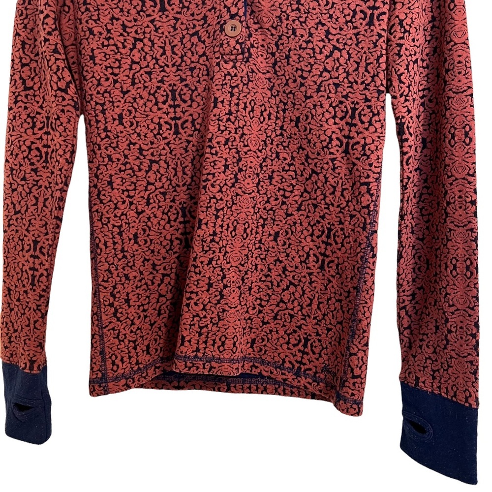 Kavu Long Sleeve Button Pullover Paisely Orange Blue Size Small - Picture 7 of 10